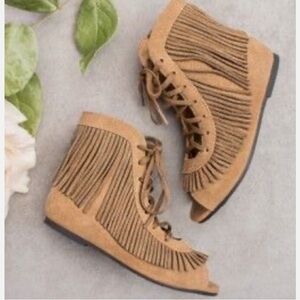 Joyfolie Khloe Brown Fringe Boots